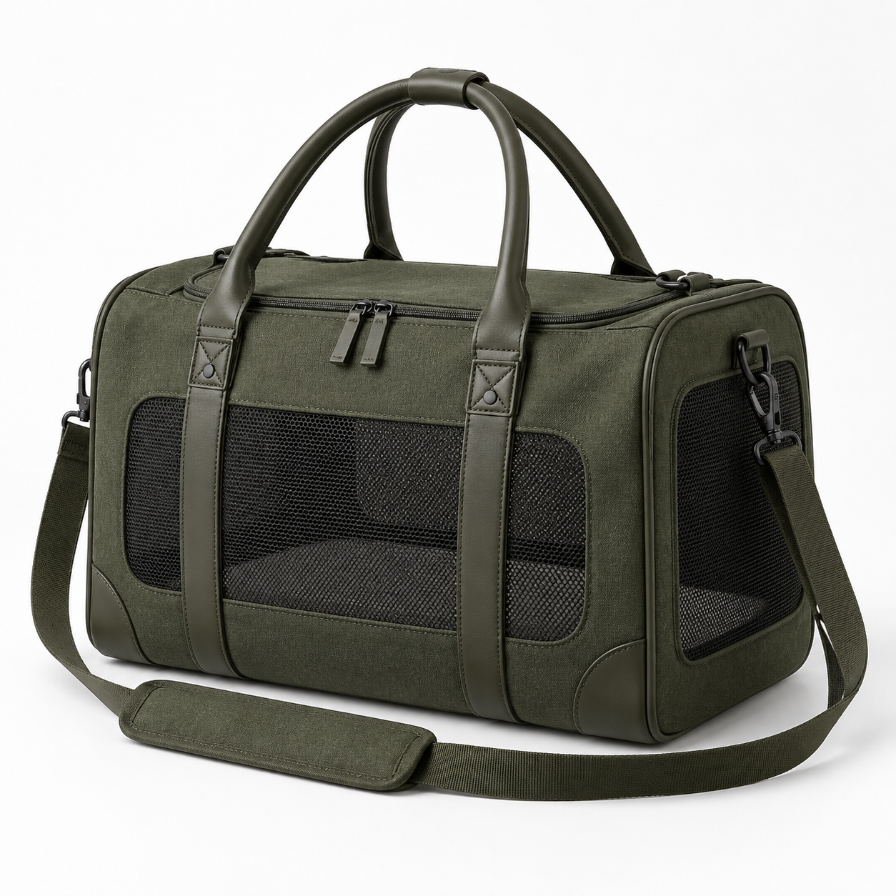 Premium olive pet travel carrier